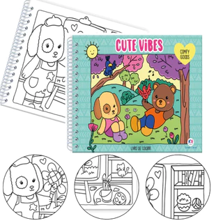 Livro de Colorir e Pintura Com Capa dura Bobbie Goods Cute Vibes em Oferta na Shopee