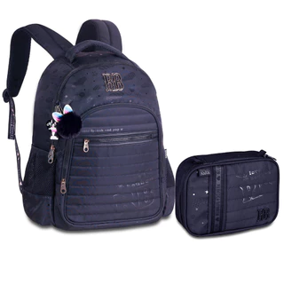 Kit Mochila de Costa Com Estojo Infantil Feminina Rebecca Bonbon RB - Clio Style COR:PRETO