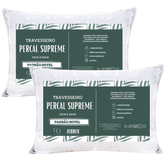 Kit 2 Travesseiro Supreme 300 Fios Padrão Hotel 70cm x 50cm Antialérgico Descanso Fibra Siliconada