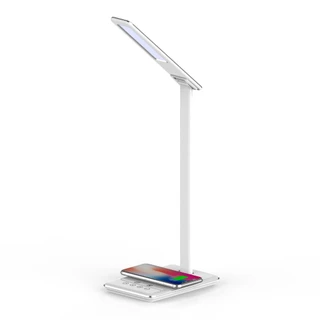 Luminária De Mesa Led E Carregador Indução Qi Branco Geonav