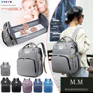 Mochila mãe e bebê bolsa de maternidade impermeável e quente pode ser convertida em berço de bebê em Oferta na Shopee