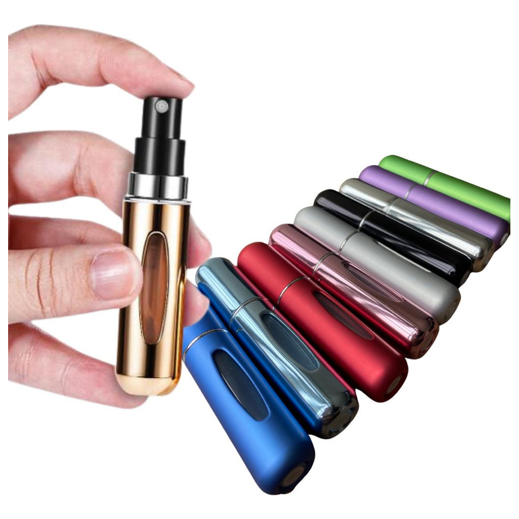 Kit Mini Frasco Porta Perfume Recarregável Spray 5ml Portátil Para Bolsa e Viagem Cores Diversas