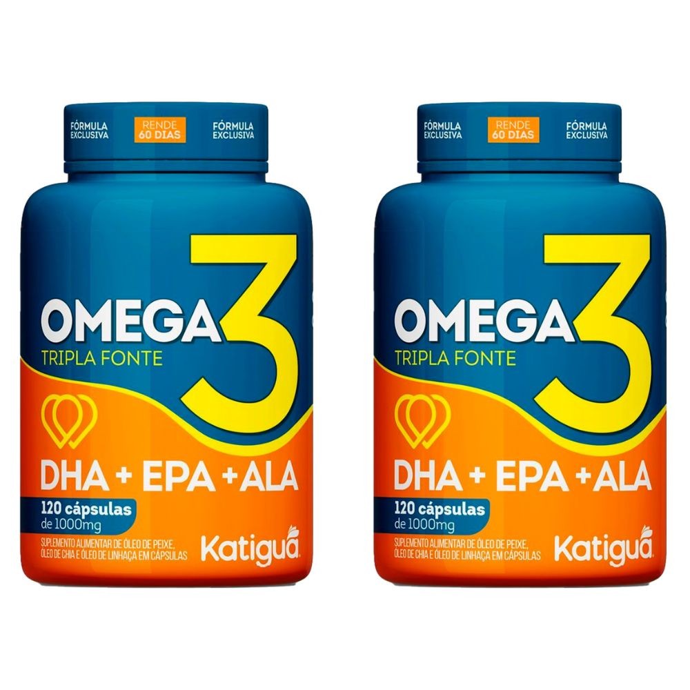 Kit 2 Ômega 3 Tripla Fonte Katiguá DHA + EPA + ALA com 120 Cápsulas ...