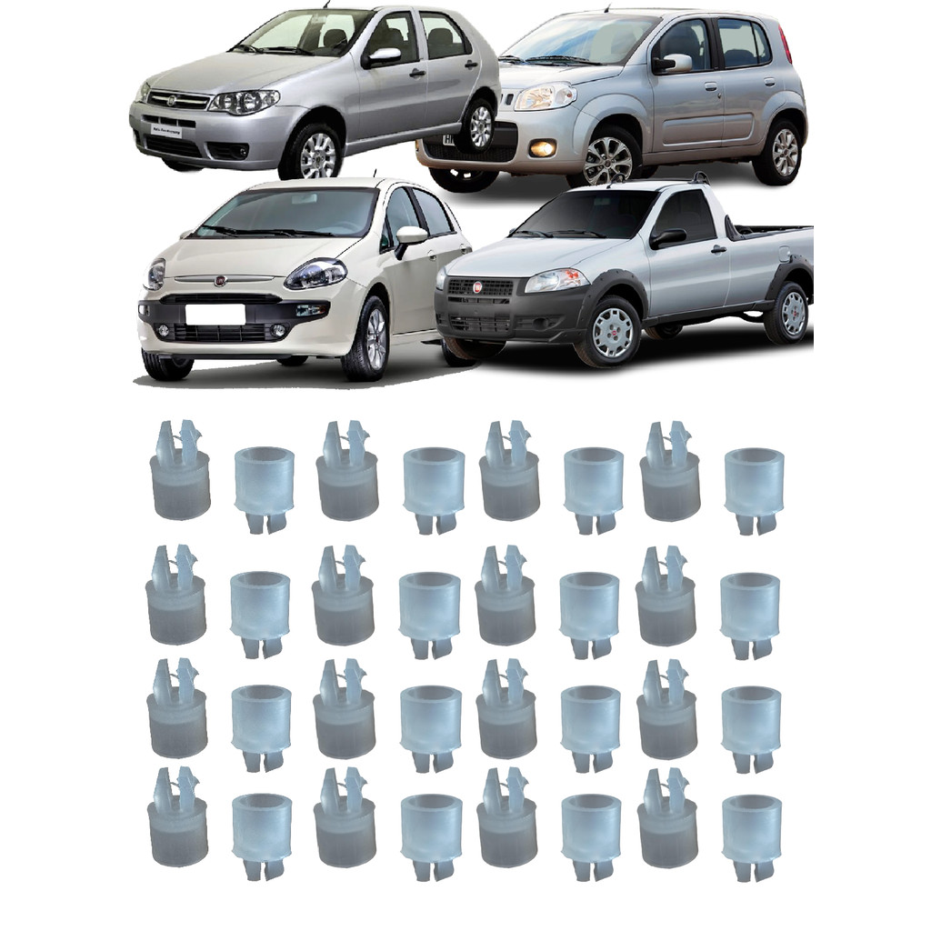 Kit 100 Buchas Fixação Alto Falante Fiat Idea Palio Punto Strada Uno