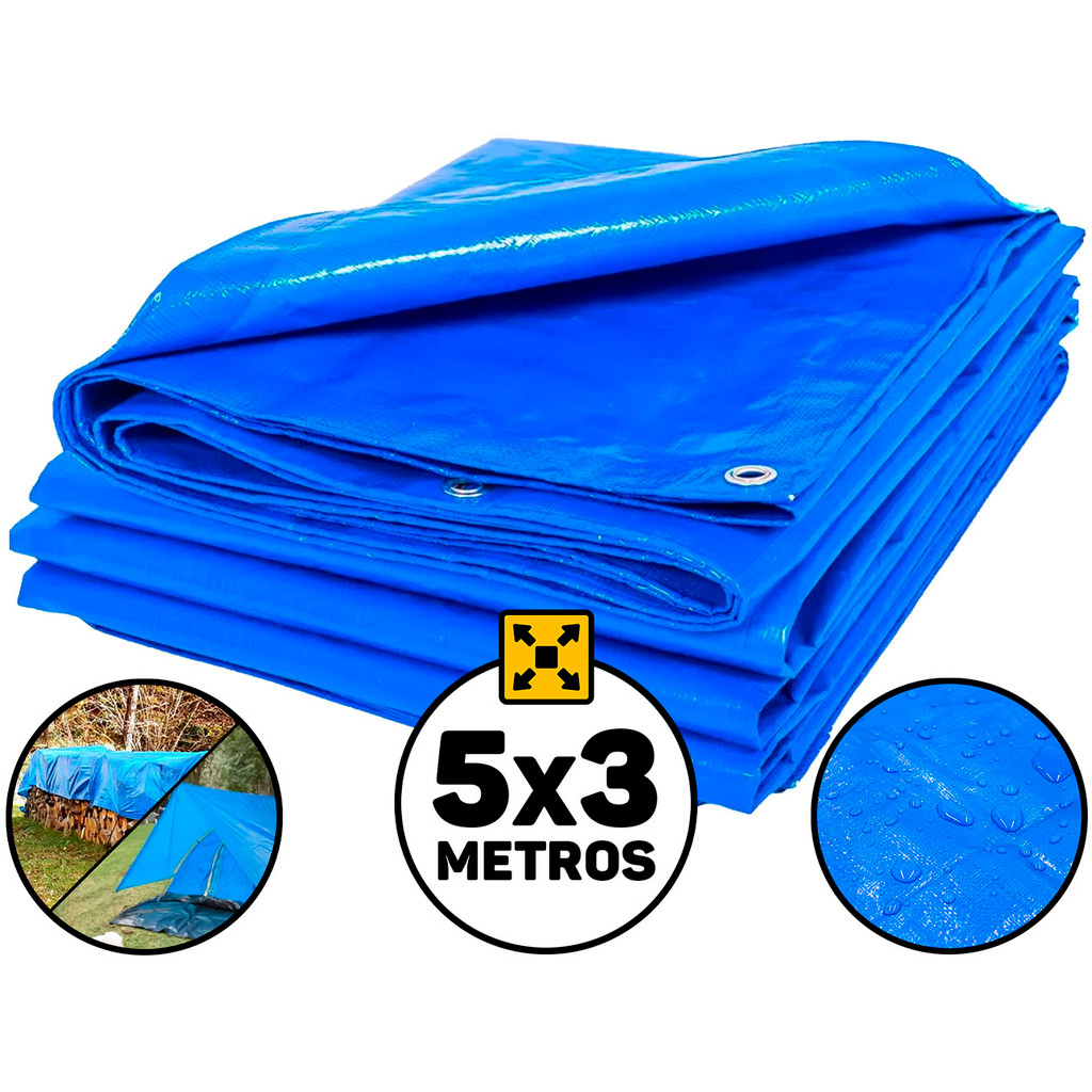 Lona Plástica Impermeável 5m x 3m Cobertura Proteção Obras Camping Piscina Uso Doméstico Multiuso Vonder
