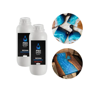 Resina Epoxi com Uv Kit 300g com pigm pêrola azul