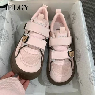 IELGY 2025 Ano Novo Rosa Mailard Bear Velcro Sapatos Femininos Casuais E Versáteis