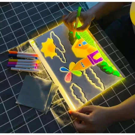 Luminária LED Escrever Abajur 3D 30x20 quadro de notas tela pra escrever decoração quarto sala casa em acrílico