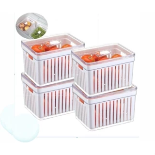 Kit 01, 02 ou 04 Organizadores de Geladeira 3,8L Cesto Tampa Multiuso Alimentos Verduras Plastutti