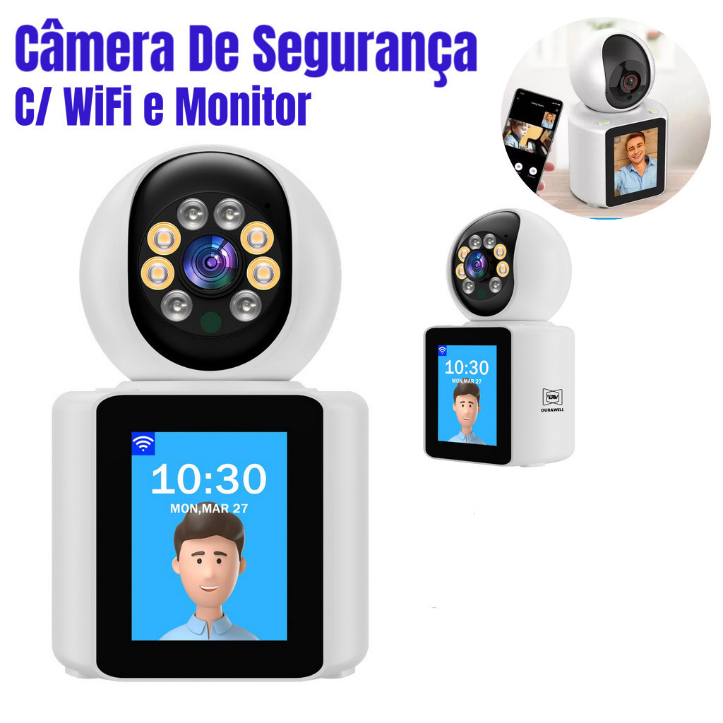 Câmera Wi-fi 4mp C/ Monitor Idosos e Crianças Com Vídeo Chamada Cor ...