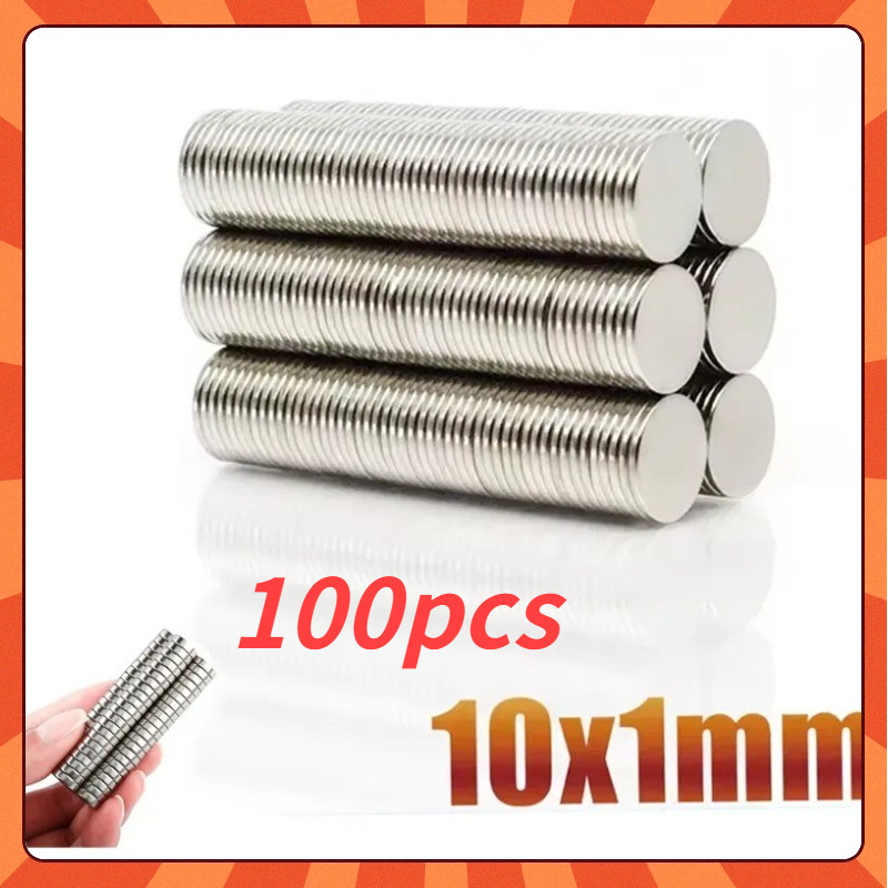 100 Peças Super Ímã Neodímio Disco 10x1mm N35 Potente