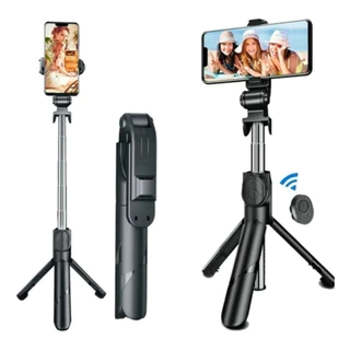 Pau de Selfie com Tripé, Controle Remoto Bluetooth e Suporte Retrátil para Celular iPhone Samsung Android​