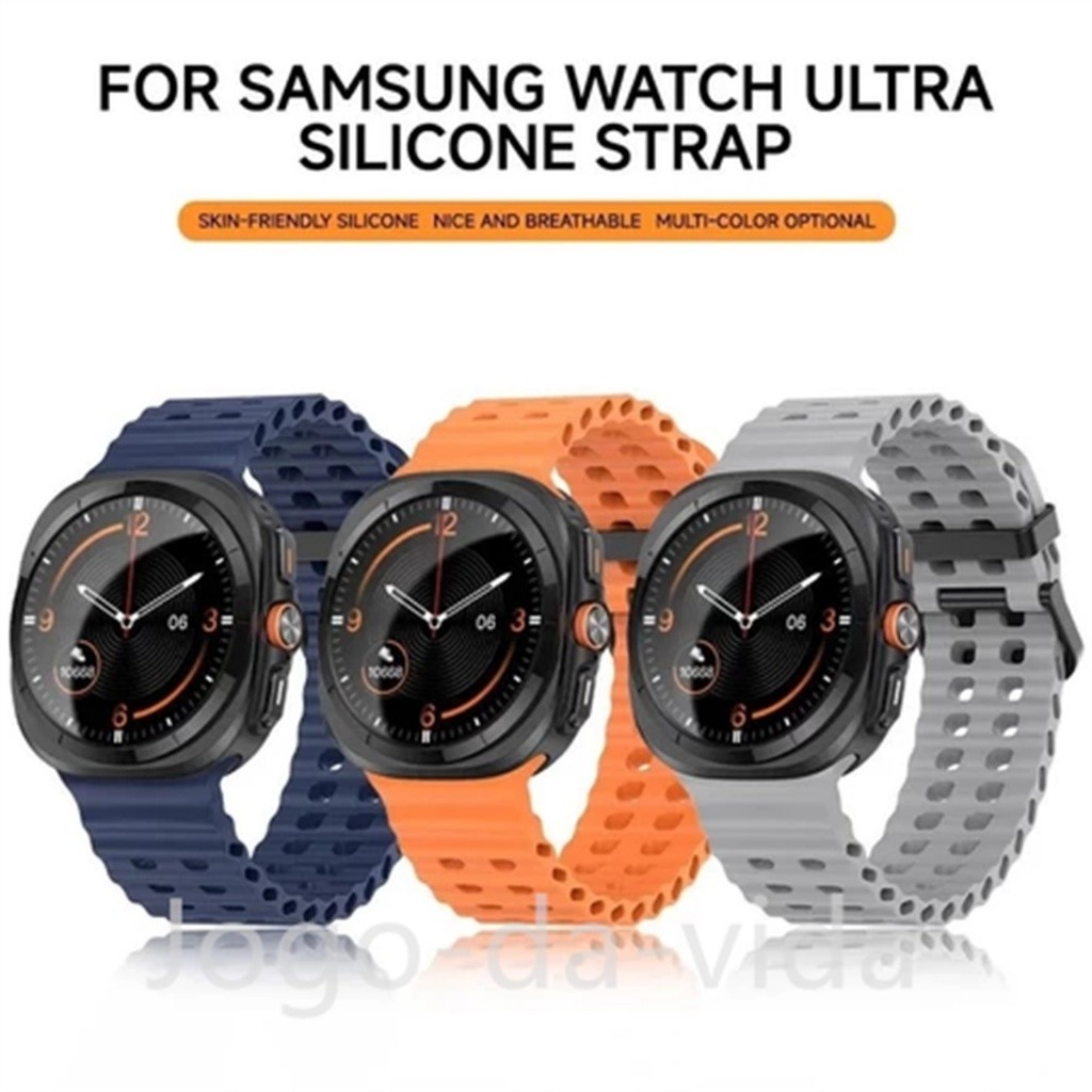 Pulseira De Relógio Respirável Para Samsung Galaxy Watch 7 Ultra 47mm Silicone Com Inteligente Acessórios JK