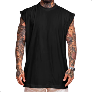 Camiseta Regata Machão Oversized Streetwear Básica Em Algodão