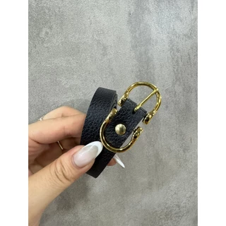 Cinto Fivela Dourada Com Detalhe Duplo