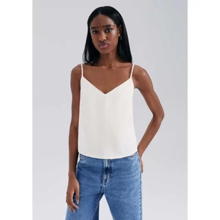 Regata Feminina Decote V Com Linho Hering em Oferta na Shopee