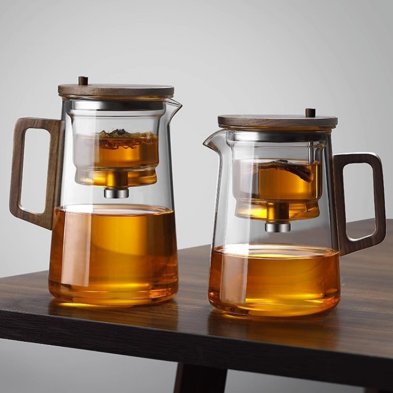Bule De Chá De Vidro Chaleira Infusor 500ML/750ML Separação Água Ímã ...