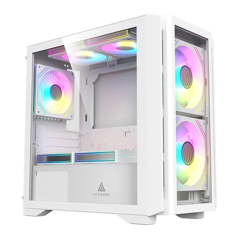 Gabinete Gamer Acegeek Vision M352, Mid-Tower, Lateral de Vidro, Branco, AG-VISION-M352-WH