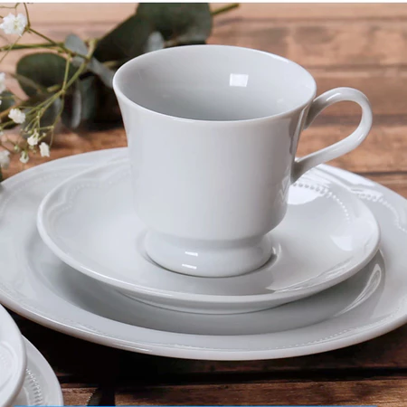 Jogo 6 xícaras de chá com pires Cottage Porcelana Germer