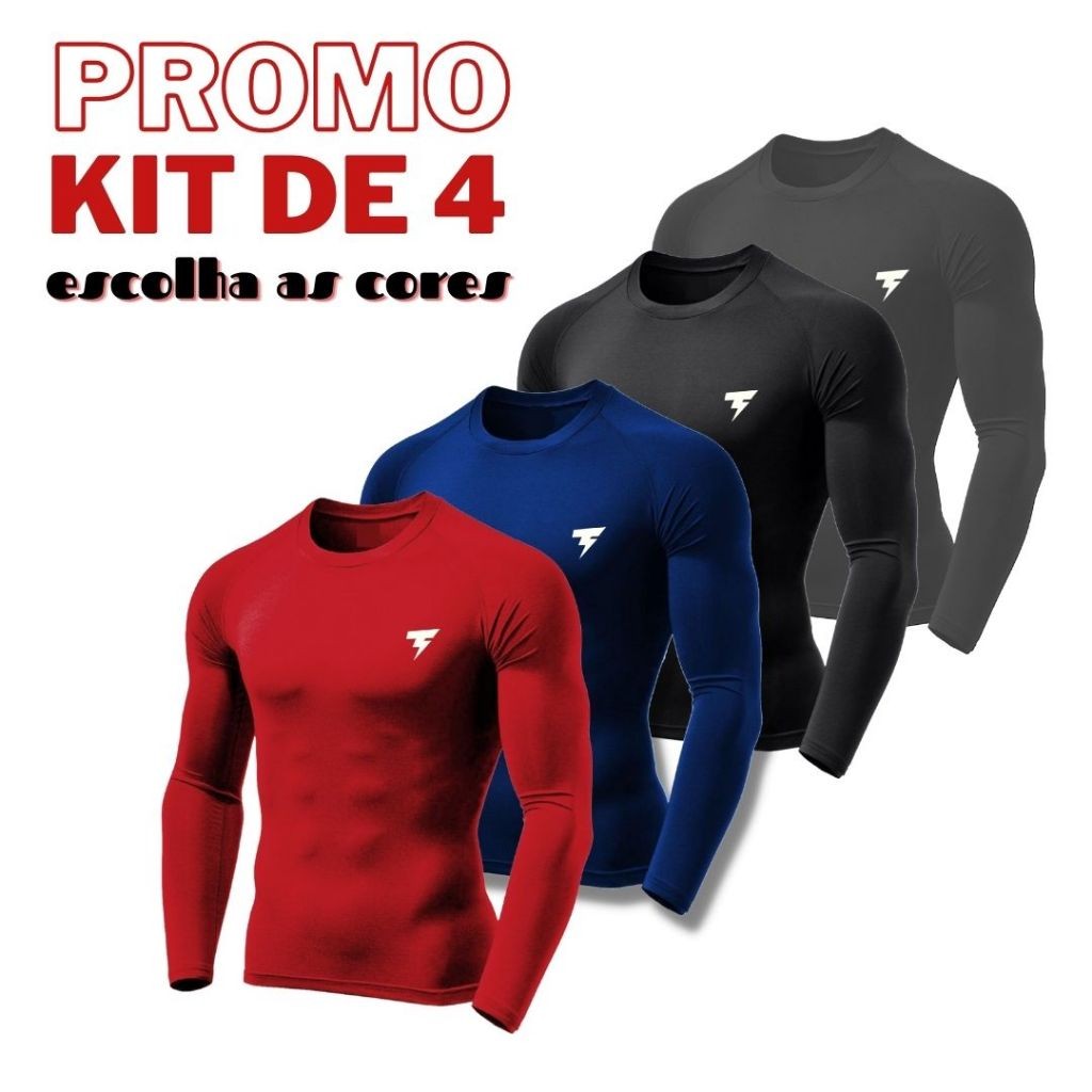 Kit com 4 Camiseta Uv Segunda Pele Proteção Solar Fator 50+ CORES VARIADAS