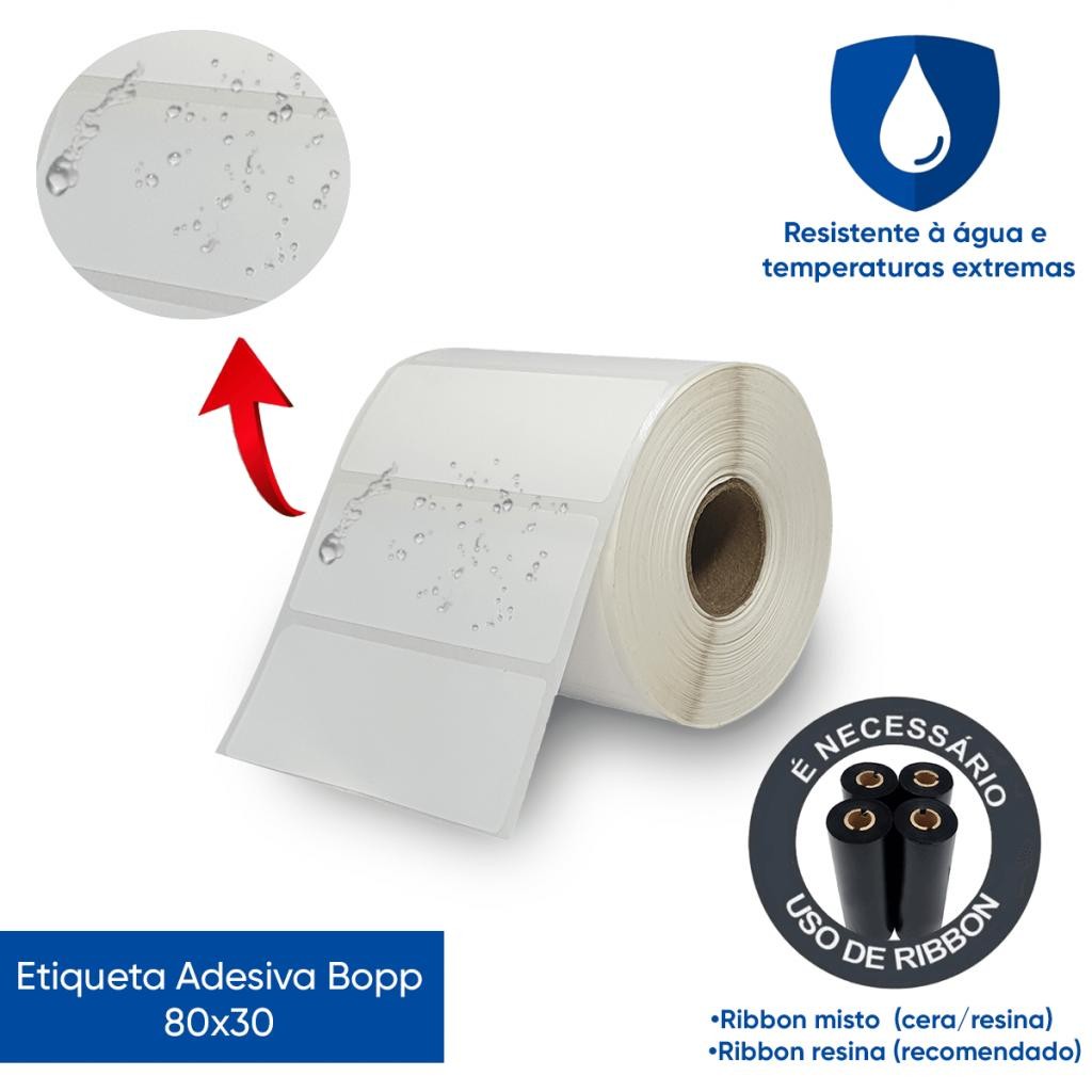 Etiqueta Adesiva BOPP 80X30 Branca 32 Metros 969 Etiquetas | Shopee Brasil