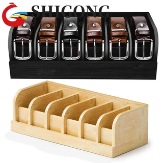 Organizador De Cinto SHIGONG , Economiza Espaço , Caixa De Armazenamento De 6 Grades , Rack De Exibição Durável De Bambu