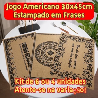 Jogo Americano Frases Descanso Mesa De Jantar PVC Kit 6 Ou 4 Unidades 30x45Cm Cozinha Elegante em Oferta na Shopee