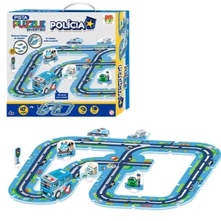 Pista Puzzle Divertido Polícia Carros e Delegacia Dm Toys