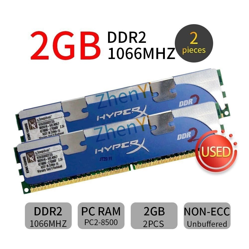 Para 4GB (2x2gb) KHX8500D2/2G PC2-8500U DDR2 1066MHz Kingston HyperX PC ...
