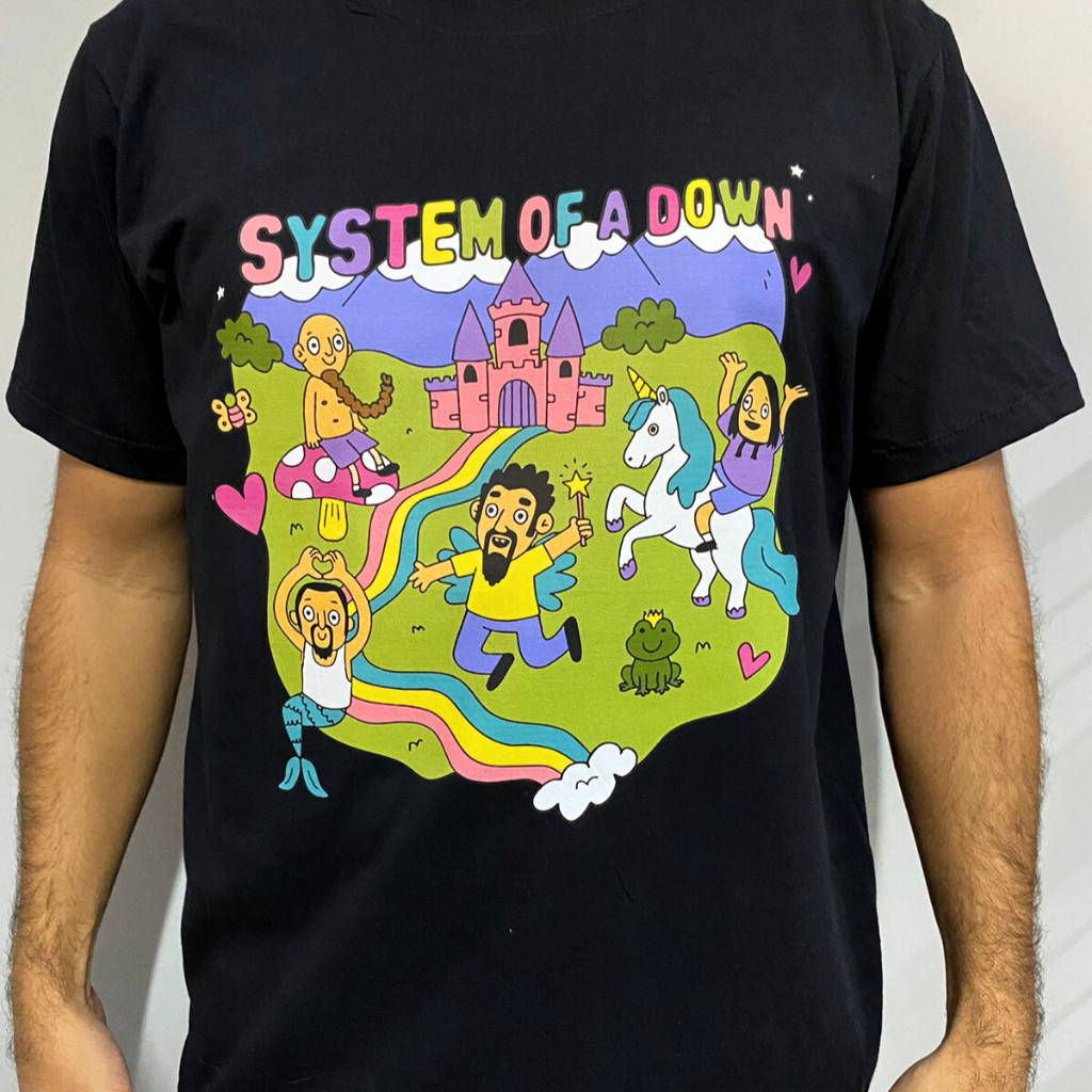 Camiseta Basica Estampada System Of A Down Metal Unissex Desenho 100% Algodão - Unissex