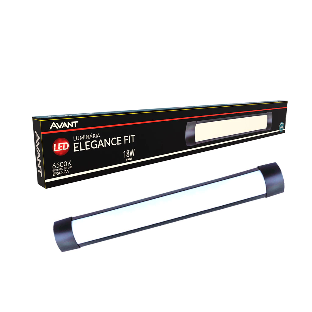 Luminaria Led Elegance Fit 18w 6500K 110v/220v Preto Avant