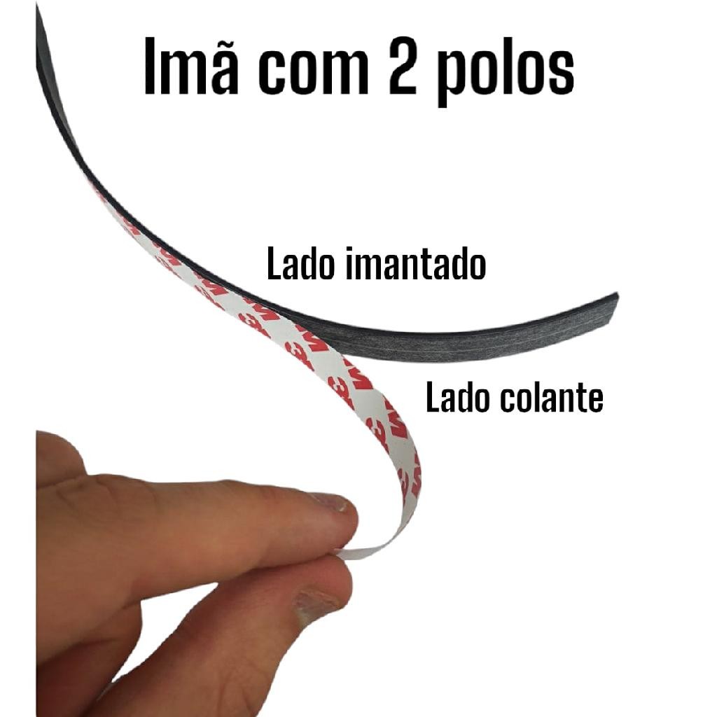 Fita Magnética Imã 5 Metros 14mmx2mm Autocolante Adesivo Flexível 3M Artesanato Tela Mosquiteiro