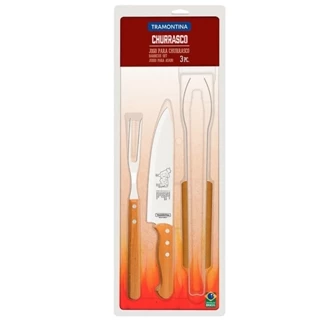 Conjunto para Churrasco Tramontina Inox 3 Peças Natural em Oferta na Shopee