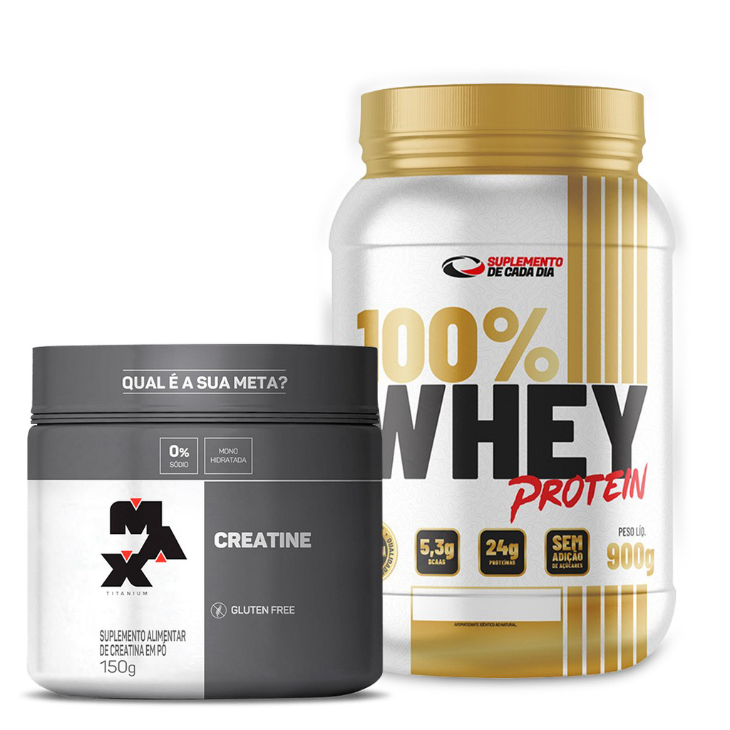 Combo Whey 100% + Creatina Max 100g | Força, Energia e Recuperação ...