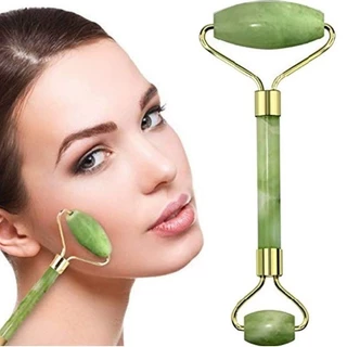 Rolo Massageador Facial Pedra de Jade - Natural/ Anti-Rugas/ Massagem Terapêutica, Reduz Inchaço e Melhora Circulação em Oferta na Shopee