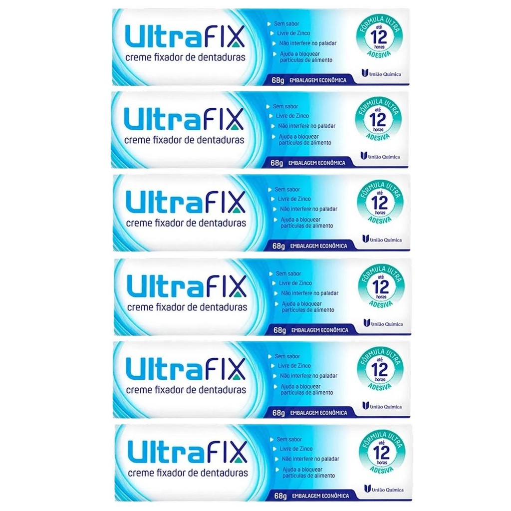 Kit UltraFix Creme Fixador Sem Sabor Com 6 Un De 68g Cada | Shopee Brasil
