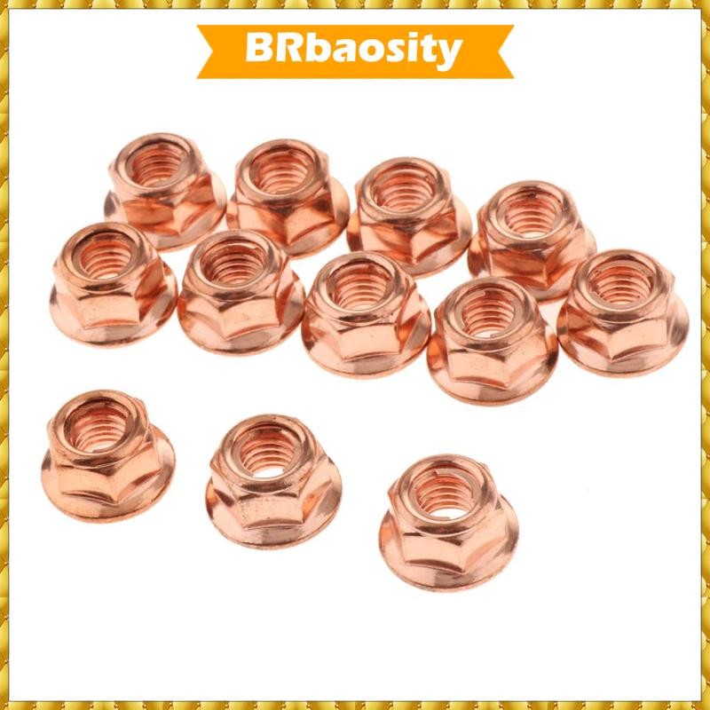 [Brbaosity] Porcas X12 Para De Cabeça De Tubo De Coletor De Escape E30 Parafuso Prisioneiro M8 Flange De Cobre