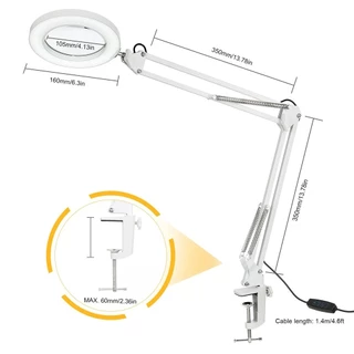 Luminária de Mesa Articulada Led Ring Light com Aumento 8x + Garra Escritório