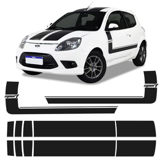 Faixa Compatível Ka Sport 12 Adesivo Lateral Capô Teto Preto