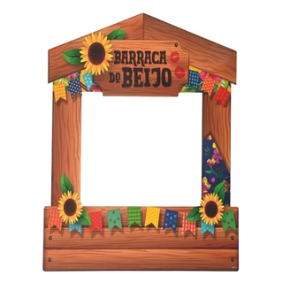 Decoração Junina  Painel  Foto  Barraca  do  Beijo  57x42 cm em Oferta na Shopee