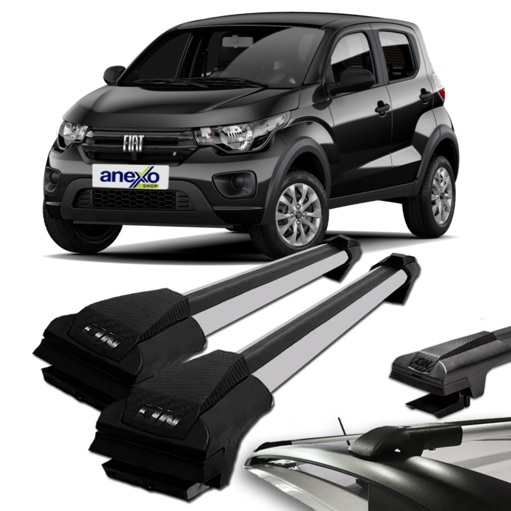 Rack de Teto Fiat Mobi 2016 a 2024 Stoned 6101 Travessa Larga Prata Par ...