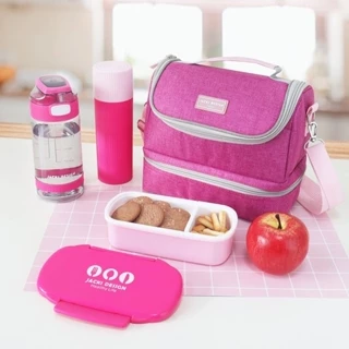 Conjunto Lancheira térmica, Pote p/ lanche com garrafa e Porta Acessórios Multi-uso Pink
