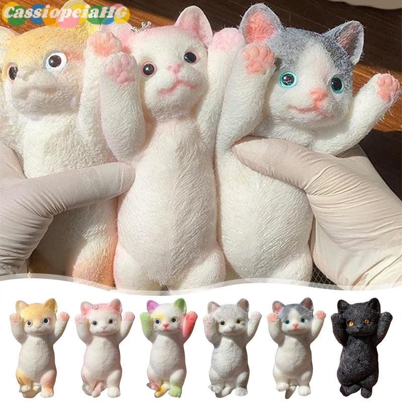 (Cassiopeiahg) Big Kitty Cat Taba Squishy Silicone Fuzzy Super Kitten Handmade Squeeze Toy Mochi Mão Relaxar Presente De