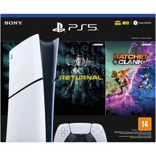 Playstation Ps5 Slim Edição Digital + jogos Ratchet Clank and Returnal Branco 1 TB