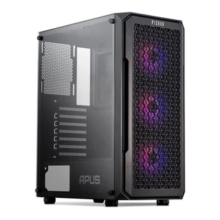 Gabinete Gamer Pichau Apus RGB, Mid-Tower, Lateral de Vidro Temperado, 3 Fans, Preto, PG-APS-RGB01 em Oferta na Shopee