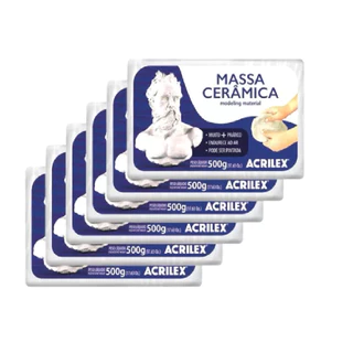 MASSA CERÂMICA ACRILEX 6 PACOTES COM 500 GR CADA