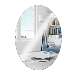 Espelho Placa Adesivo Oval Acrílico Sala Banheiro Decorativo