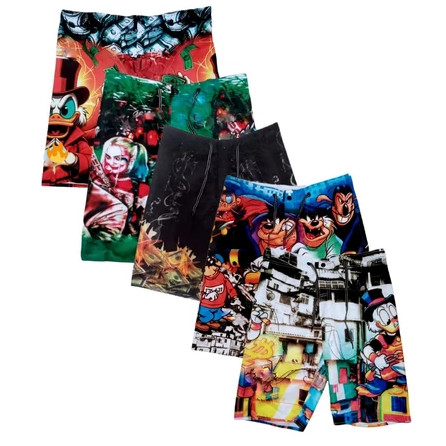 Kit 5 Bermudas Masculina Tactel Modelos Incríveis Patinhas e Irmãos ...