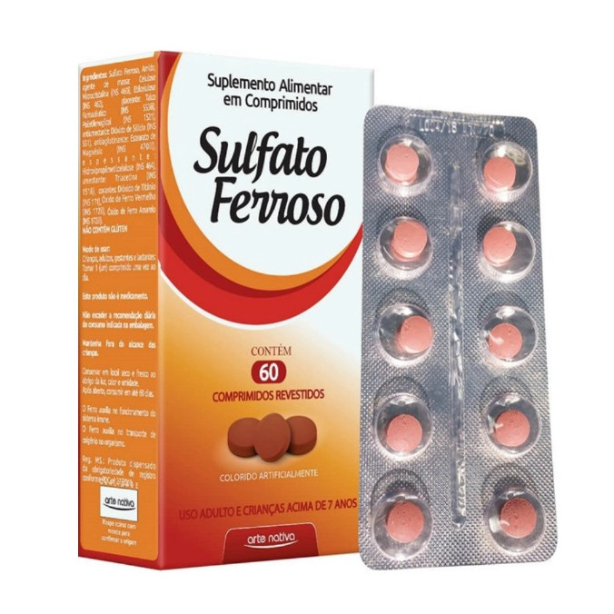 Sulfato Ferroso Previne Anemia com 60 Comprimidos Arte Nativa | Shopee ...