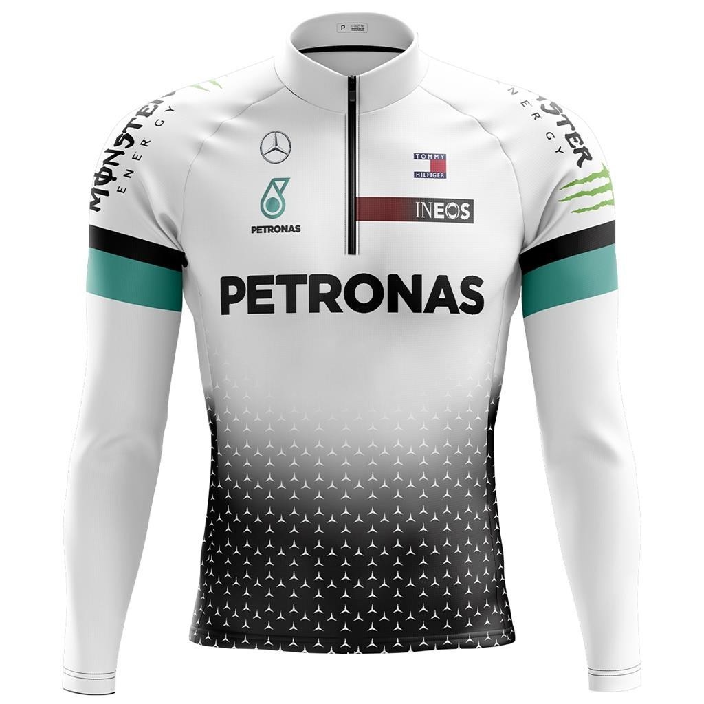 Camisa Ciclismo Masculina Manga Longa Petronas Branca Uv Shopee